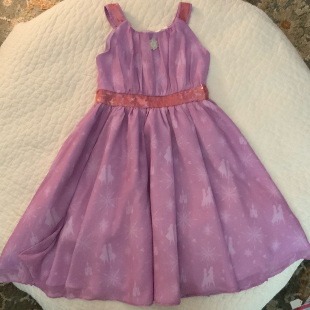 Disney Store Frozen 2 Anna and Elsa Girl’s Purple Party Dress Size 8